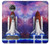 W3913 Colorful Nebula Space Shuttle Hülle Schutzhülle Taschen und Leder Flip für Motorola Moto Z2 Play, Z2 Force