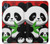 W3929 Cute Panda Eating Bamboo Hülle Schutzhülle Taschen und Leder Flip für Motorola Moto E6, Moto E (6th Gen)