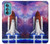 W3913 Colorful Nebula Space Shuttle Hülle Schutzhülle Taschen und Leder Flip für Motorola Edge 30