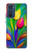 W3926 Colorful Tulip Oil Painting Hülle Schutzhülle Taschen und Leder Flip für Motorola Edge 30