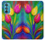 W3926 Colorful Tulip Oil Painting Hülle Schutzhülle Taschen und Leder Flip für Motorola Edge 30