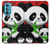 W3929 Cute Panda Eating Bamboo Hülle Schutzhülle Taschen und Leder Flip für Motorola Edge 30