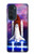 W3913 Colorful Nebula Space Shuttle Hülle Schutzhülle Taschen und Leder Flip für Motorola Edge 30 Pro