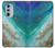 W3920 Abstract Ocean Blue Color Mixed Emerald Hülle Schutzhülle Taschen und Leder Flip für Motorola Edge 30 Pro
