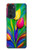 W3926 Colorful Tulip Oil Painting Hülle Schutzhülle Taschen und Leder Flip für Motorola Edge 30 Pro