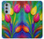 W3926 Colorful Tulip Oil Painting Hülle Schutzhülle Taschen und Leder Flip für Motorola Edge 30 Pro