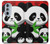 W3929 Cute Panda Eating Bamboo Hülle Schutzhülle Taschen und Leder Flip für Motorola Edge 30 Pro