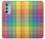 W3942 LGBTQ Rainbow Plaid Tartan Hülle Schutzhülle Taschen und Leder Flip für Motorola Edge 30 Pro