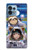 W3915 Raccoon Girl Baby Sloth Astronaut Suit Hülle Schutzhülle Taschen und Leder Flip für Motorola Edge+ (2023), X40, X40 Pro, Edge 40 Pro