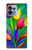 W3926 Colorful Tulip Oil Painting Hülle Schutzhülle Taschen und Leder Flip für Motorola Edge+ (2023), X40, X40 Pro, Edge 40 Pro