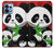 W3929 Cute Panda Eating Bamboo Hülle Schutzhülle Taschen und Leder Flip für Motorola Edge+ (2023), X40, X40 Pro, Edge 40 Pro