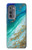 W3920 Abstract Ocean Blue Color Mixed Emerald Hülle Schutzhülle Taschen und Leder Flip für Motorola Edge (2022)