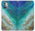 W3920 Abstract Ocean Blue Color Mixed Emerald Hülle Schutzhülle Taschen und Leder Flip für Nokia G11, G21