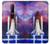 W3913 Colorful Nebula Space Shuttle Hülle Schutzhülle Taschen und Leder Flip für Nokia 6.1, Nokia 6 2018