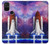 W3913 Colorful Nebula Space Shuttle Hülle Schutzhülle Taschen und Leder Flip für OnePlus Nord N100