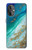 W3920 Abstract Ocean Blue Color Mixed Emerald Hülle Schutzhülle Taschen und Leder Flip für OnePlus Nord N20 5G