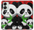 W3929 Cute Panda Eating Bamboo Hülle Schutzhülle Taschen und Leder Flip für OnePlus Nord 2T