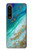 W3920 Abstract Ocean Blue Color Mixed Emerald Hülle Schutzhülle Taschen und Leder Flip für Sony Xperia 1 IV