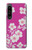 W3924 Cherry Blossom Pink Background Hülle Schutzhülle Taschen und Leder Flip für Sony Xperia 1 IV