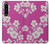 W3924 Cherry Blossom Pink Background Hülle Schutzhülle Taschen und Leder Flip für Sony Xperia 1 IV