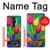 W3926 Colorful Tulip Oil Painting Hülle Schutzhülle Taschen und Leder Flip für Sony Xperia Pro-I