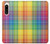 W3942 LGBTQ Rainbow Plaid Tartan Hülle Schutzhülle Taschen und Leder Flip für Sony Xperia 5 IV