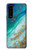 W3920 Abstract Ocean Blue Color Mixed Emerald Hülle Schutzhülle Taschen und Leder Flip für Sony Xperia 5 III