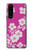 W3924 Cherry Blossom Pink Background Hülle Schutzhülle Taschen und Leder Flip für Sony Xperia 5 III