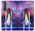 W3913 Colorful Nebula Space Shuttle Hülle Schutzhülle Taschen und Leder Flip für Sony Xperia 1 III