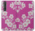 W3924 Cherry Blossom Pink Background Hülle Schutzhülle Taschen und Leder Flip für Sony Xperia 1 III