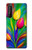 W3926 Colorful Tulip Oil Painting Hülle Schutzhülle Taschen und Leder Flip für Sony Xperia 1 II