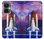 W3913 Colorful Nebula Space Shuttle Hülle Schutzhülle Taschen und Leder Flip für OnePlus Nord CE 3 Lite, Nord N30 5G