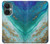 W3920 Abstract Ocean Blue Color Mixed Emerald Hülle Schutzhülle Taschen und Leder Flip für OnePlus Nord CE 3 Lite, Nord N30 5G