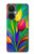 W3926 Colorful Tulip Oil Painting Hülle Schutzhülle Taschen und Leder Flip für OnePlus Nord CE 3 Lite, Nord N30 5G