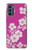 W3924 Cherry Blossom Pink Background Hülle Schutzhülle Taschen und Leder Flip für Motorola Moto G62 5G