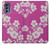 W3924 Cherry Blossom Pink Background Hülle Schutzhülle Taschen und Leder Flip für Motorola Moto G62 5G