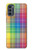 W3942 LGBTQ Rainbow Plaid Tartan Hülle Schutzhülle Taschen und Leder Flip für Motorola Moto G62 5G