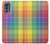 W3942 LGBTQ Rainbow Plaid Tartan Hülle Schutzhülle Taschen und Leder Flip für Motorola Moto G62 5G