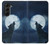 W3693 Grim White Wolf Full Moon Hülle Schutzhülle Taschen Flip für Samsung Galaxy Z Fold 5