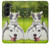 W3795 Kitten Cat Playful Siberian Husky Dog Paint Hülle Schutzhülle Taschen Flip für Samsung Galaxy Z Fold 5