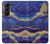 W3906 Navy Blue Purple Marble Hülle Schutzhülle Taschen Flip für Samsung Galaxy Z Fold 5