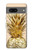 W3490 Gold Pineapple Hülle Schutzhülle Taschen und Leder Flip für Google Pixel 7a