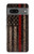 W3804 Fire Fighter Metal Red Line Flag Graphic Hülle Schutzhülle Taschen und Leder Flip für Google Pixel 7a