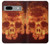 W3881 Fire Skull Hülle Schutzhülle Taschen und Leder Flip für Google Pixel 7a