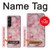 W2843 Pink Marble Texture Hülle Schutzhülle Taschen und Leder Flip für Sony Xperia 1 V
