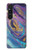 W3676 Colorful Abstract Marble Stone Hülle Schutzhülle Taschen und Leder Flip für Sony Xperia 1 V
