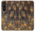 W3691 Gold Peacock Feather Hülle Schutzhülle Taschen und Leder Flip für Sony Xperia 1 V