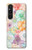 W3705 Pastel Floral Flower Hülle Schutzhülle Taschen und Leder Flip für Sony Xperia 1 V