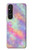 W3706 Pastel Rainbow Galaxy Pink Sky Hülle Schutzhülle Taschen und Leder Flip für Sony Xperia 1 V