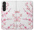 W3707 Pink Cherry Blossom Spring Flower Hülle Schutzhülle Taschen und Leder Flip für Sony Xperia 1 V